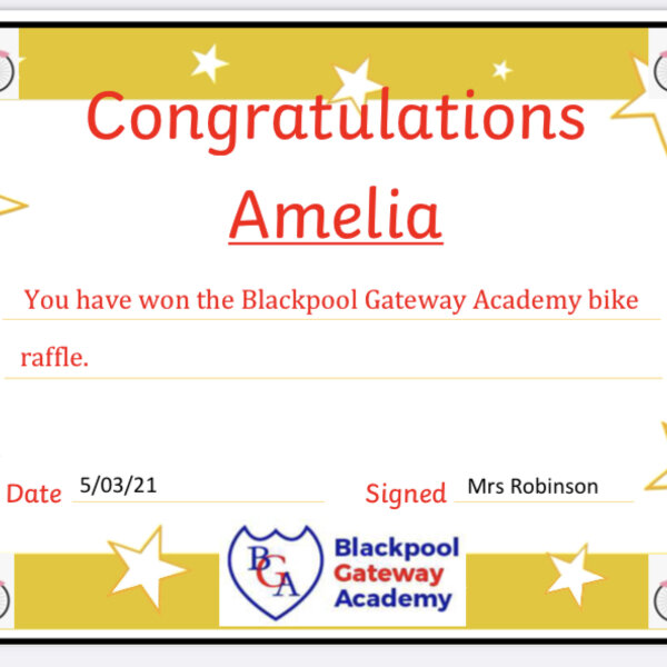 Image of Well done to our EY/KS1 winner of a brand new bike! 