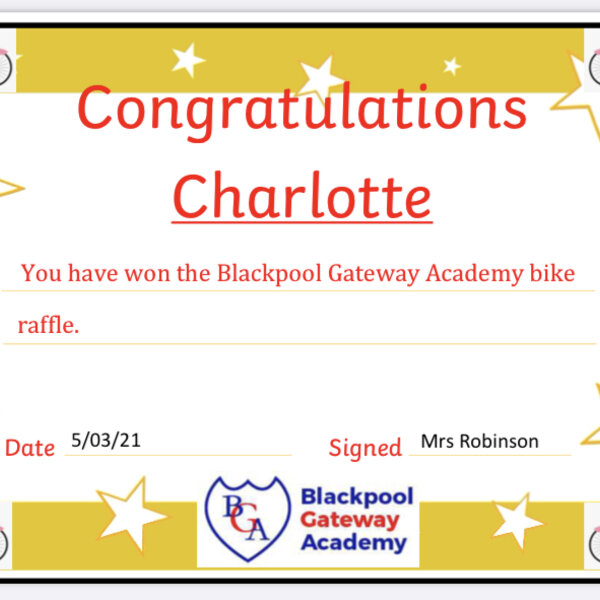 Image of Well done to our KS2 winner of a brand new bike! 
